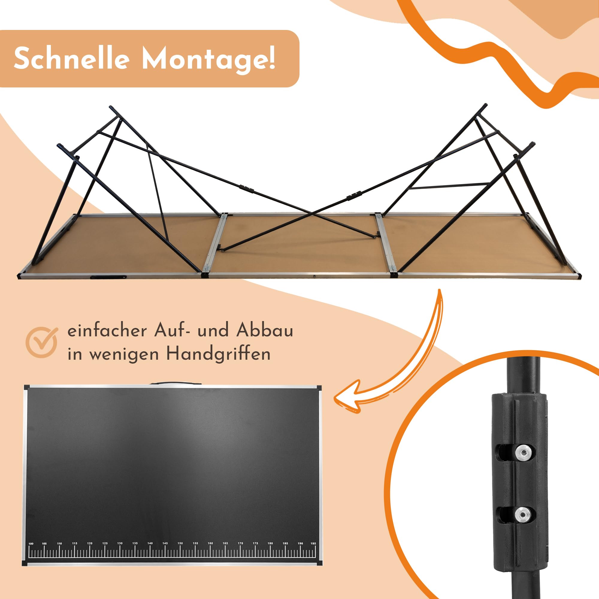 Lemodo Tapeziertisch klappbar, Stabiler Arbeitstisch, Mehrzwecktisch, Flohmarkttisch 300x60 cm, Multifunktionstisch bis 30kg belastbar