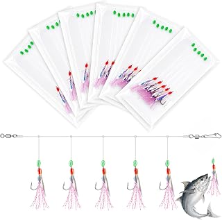 Makrelenvorfach-Rig, Leuchtperlen, 3 Größen / 6er-Set