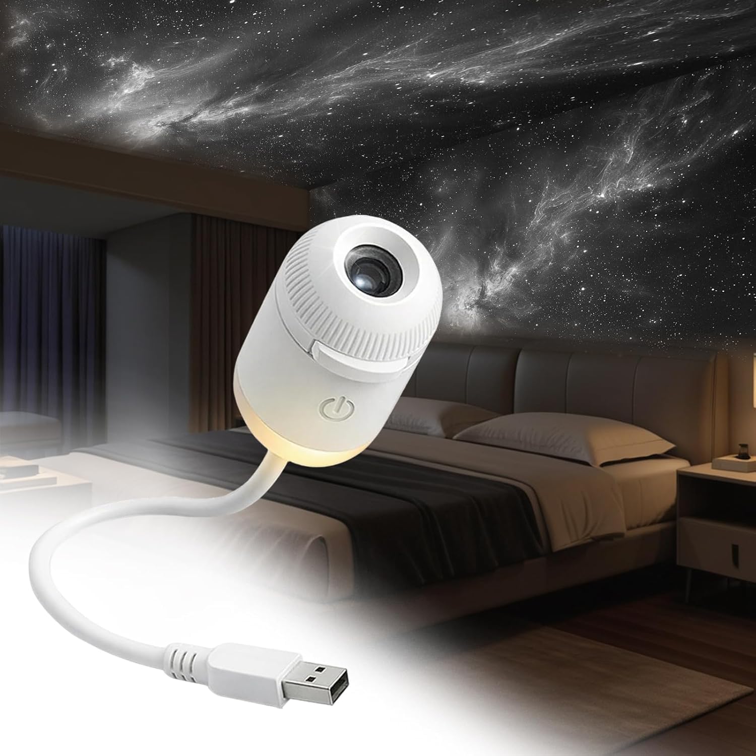 2-in-1 Galaxy Projector Night Light, USB Galaxy Projector with 12 Sliding Projection Films, 360°Adjustable Night Light Projector for Bedroom, Mothers Day Gifts, Decor for Kids Bedroom Sleeping Ceiling