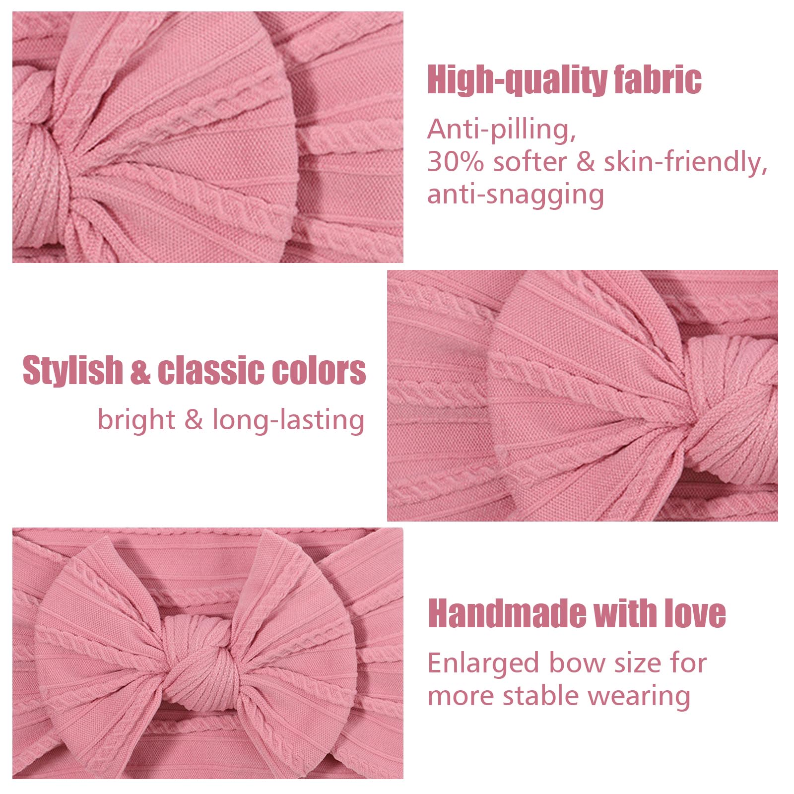 3PCS Baby Headbands, Soft Newborn Headbands with Large Bows, Newborn Hairbands Cute Headwear - Image 3