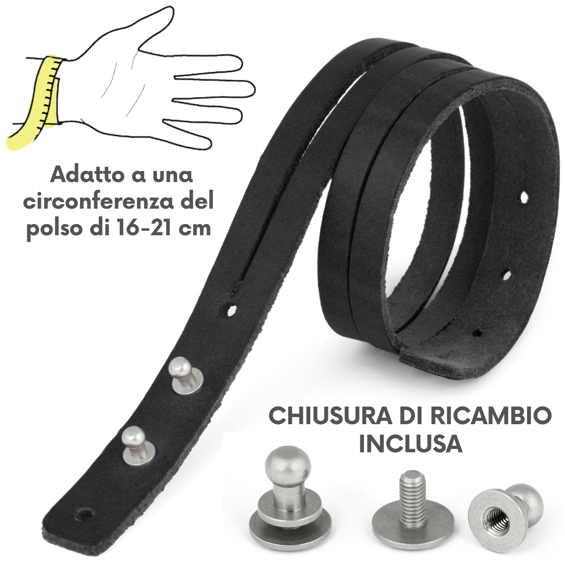 Simaru Bracciale in Vera Pelle Italiana – Bracciale da Uomo Regolabile con Chiusura in Ottone – Solo Pelle Toscana di Alta Qualità Conciata al Vegetale – Ottima idea Regalo - by