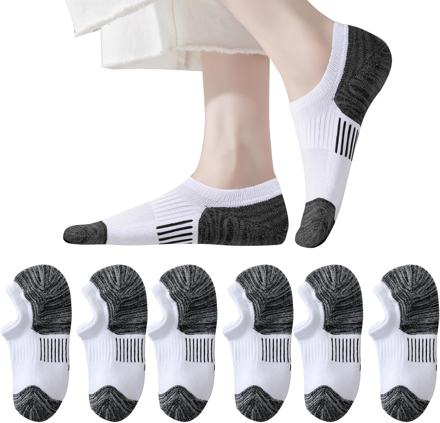EPEIUS Thick No Show Socks for Women Athletic Ankle Socks Cushioned Running Low Cut Non Slip Footies 3/6 Pairs