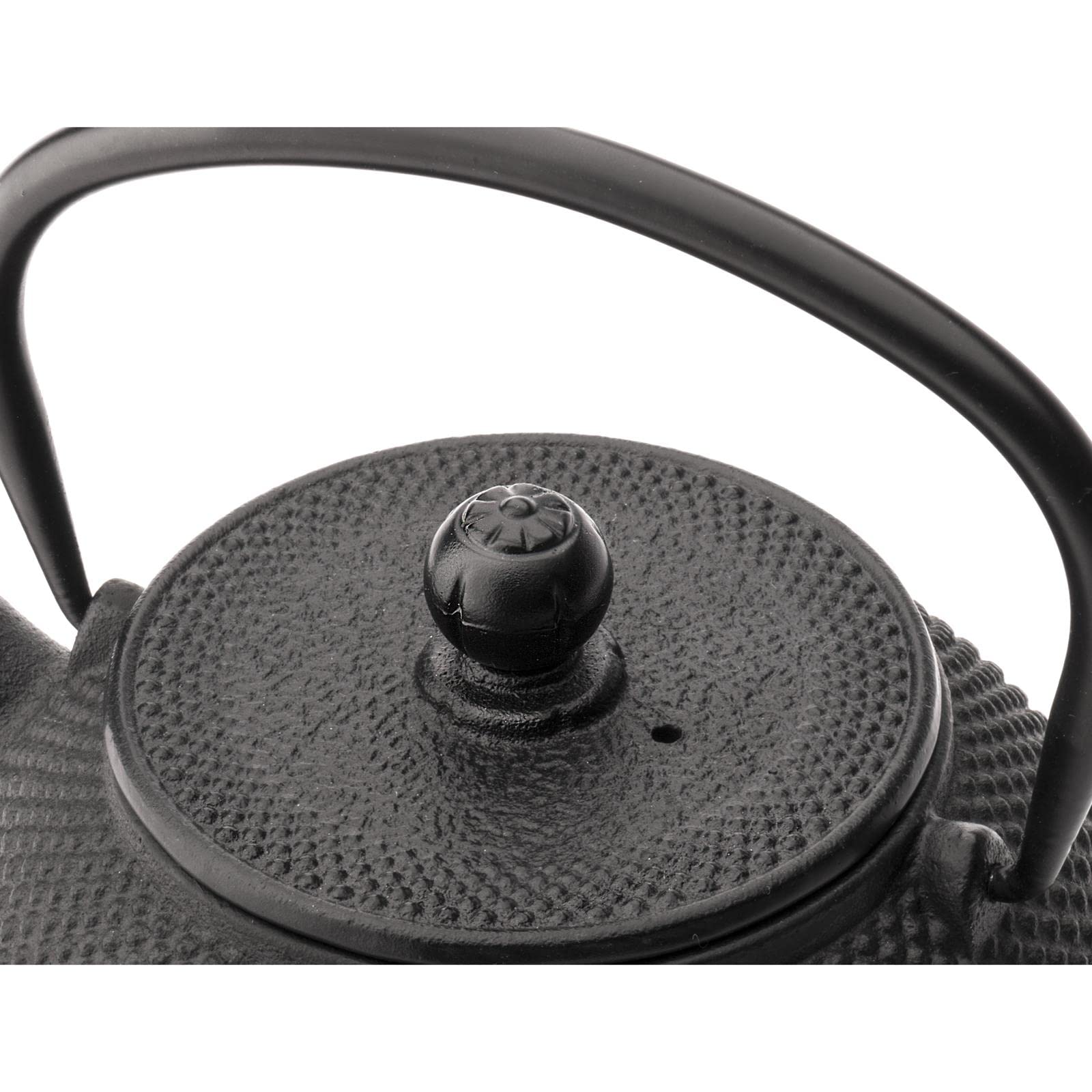 Bredemeijer Teekanne asiatisch Gusseisen Set schwarz 0.8 Liter Teekessel mit Henkel & Edelstahl Tee-Filter Sieb-Einsatz & 2 Teebecher schwarz inkl. Stövchen