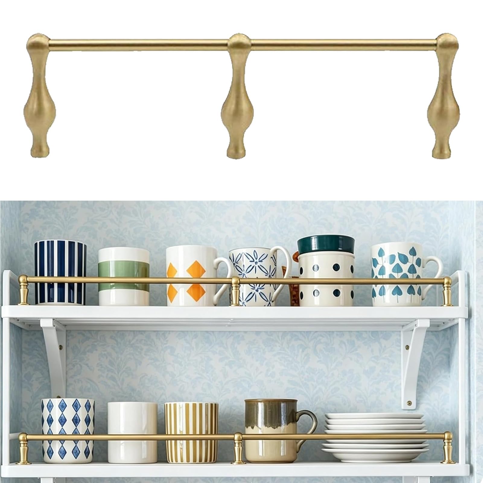 Genérico Rieles y Conectores de Tubo Redondo de Cobre Macizo para estantes: Soporte Duradero, Elegante y Resistente a la corrosión para estanterías de hogar y Oficina, fácil instala
