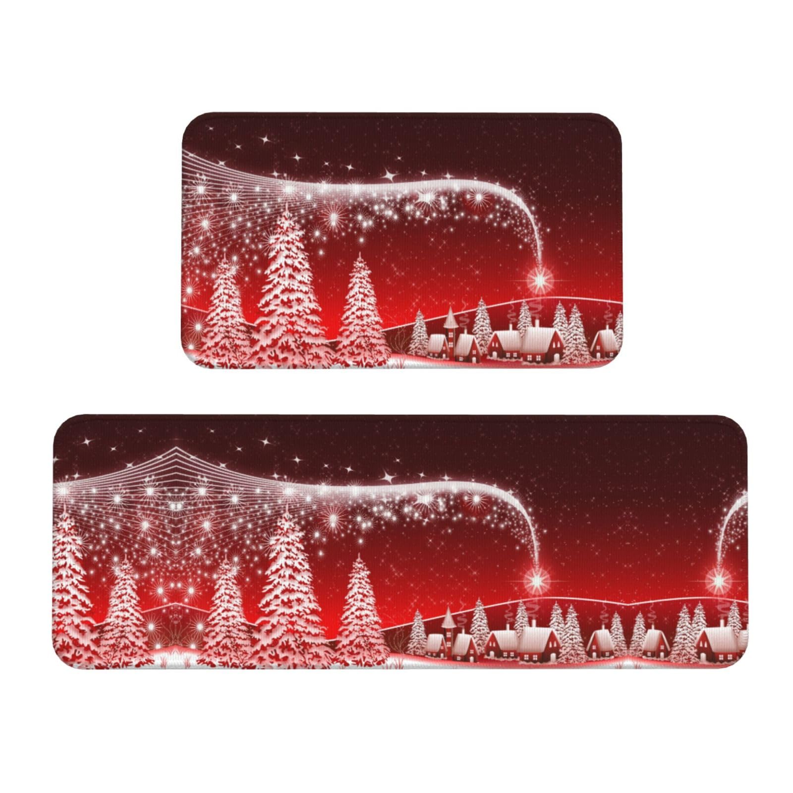 Tapis de cuisine antidérapants lot de 2 lavables motif étoiles de neige pour entrée et couloir