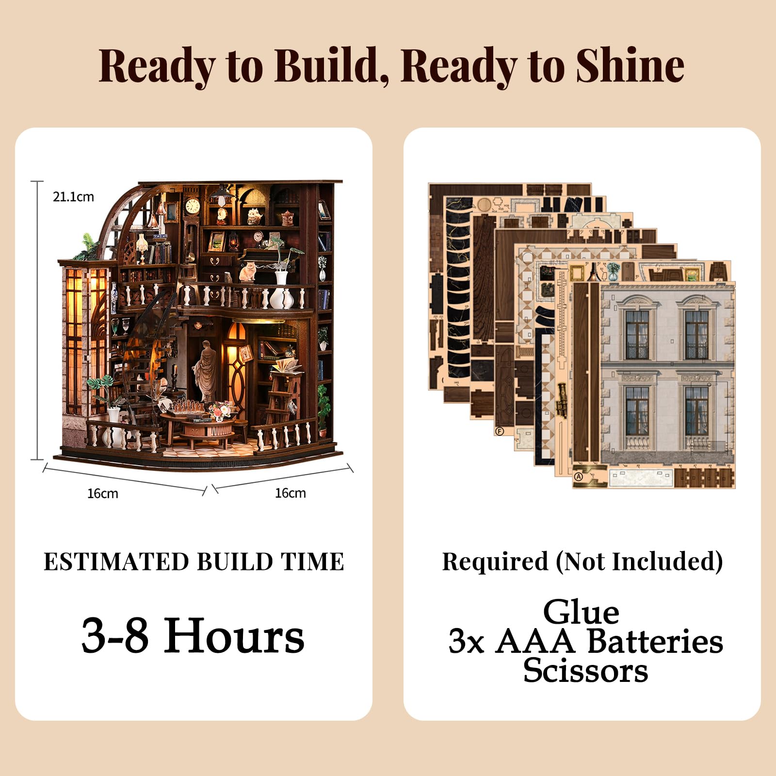 Book Nook Kit for Adults Booknook DIY Miniature House Kit Library Decor Fantasy 3D Puzzle (Bacchus Bookstore)