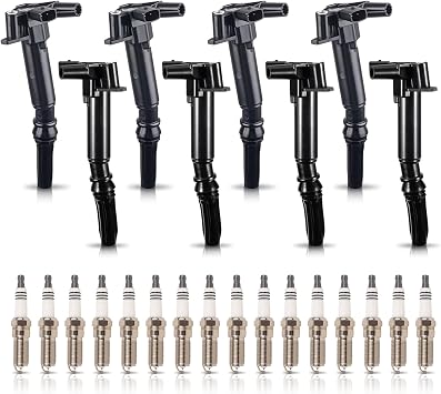ENA Set of 8 Ignition Coil Pack 16 Platinum Spark Plug Compatible with Ford F150 2010-2014, F250 F350 2011 2012 2013 2014 2015 2016 2017 Super Duty E350 V8 6.2 Replacement for UF631 UF639 DG526 DG525