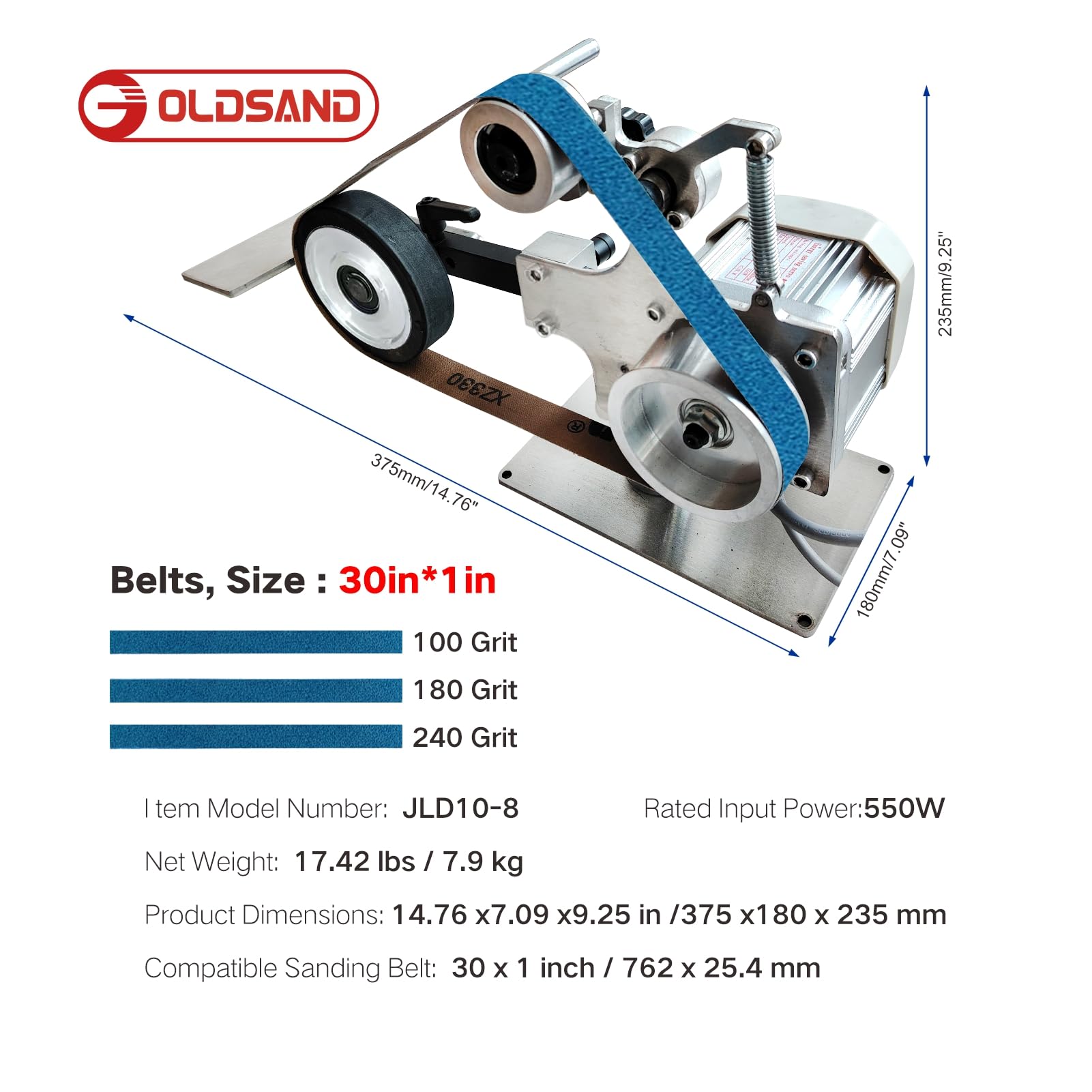 Professional Belt Sander - 3 Grit Belts -2