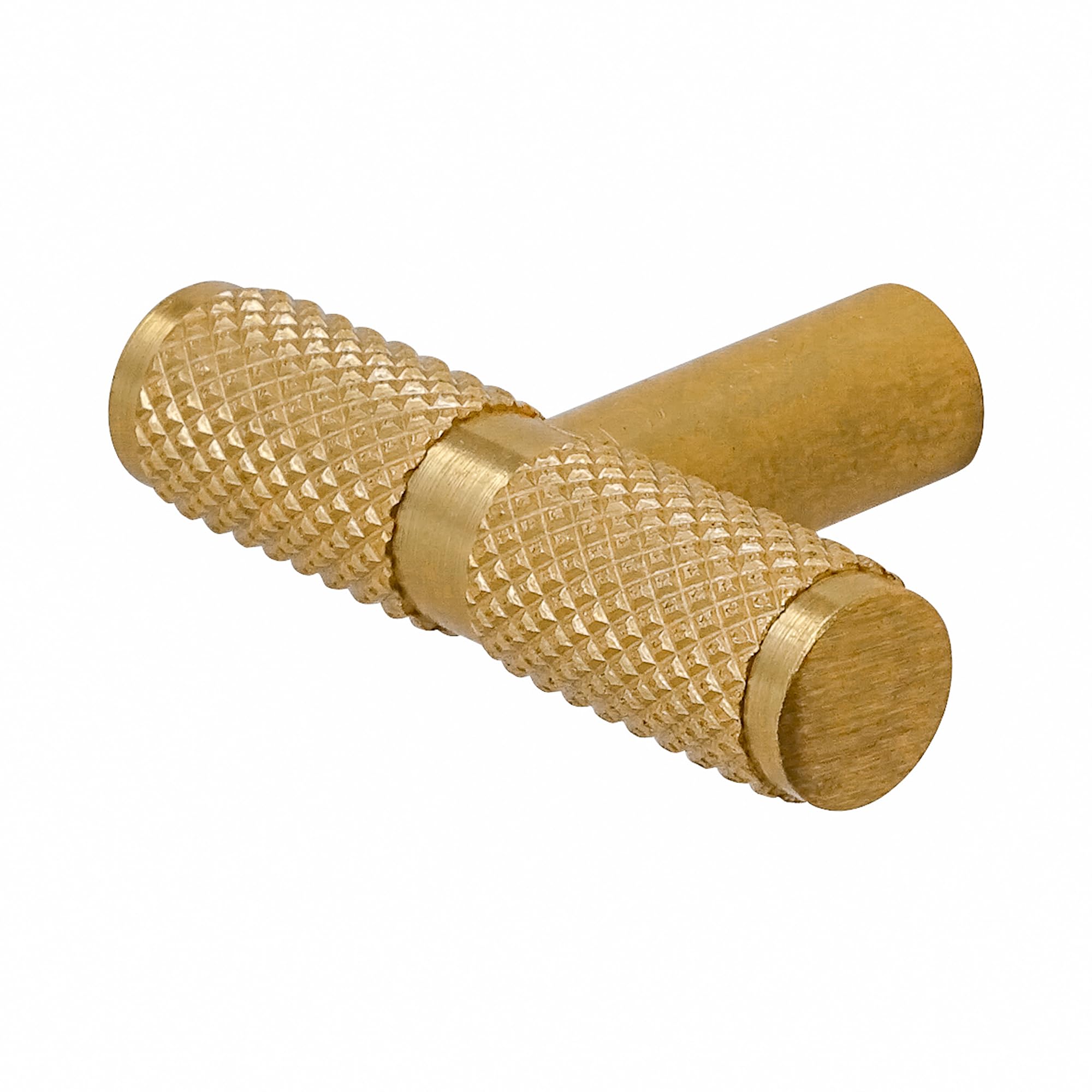 Decoranddecor Gold Aurelia - Round Knurled Cupboard Handles | T-Bar Cabinet Handles | Kitchen Cupboard Pulls | Furniture Knobs - 50Mm Single Hole Knob