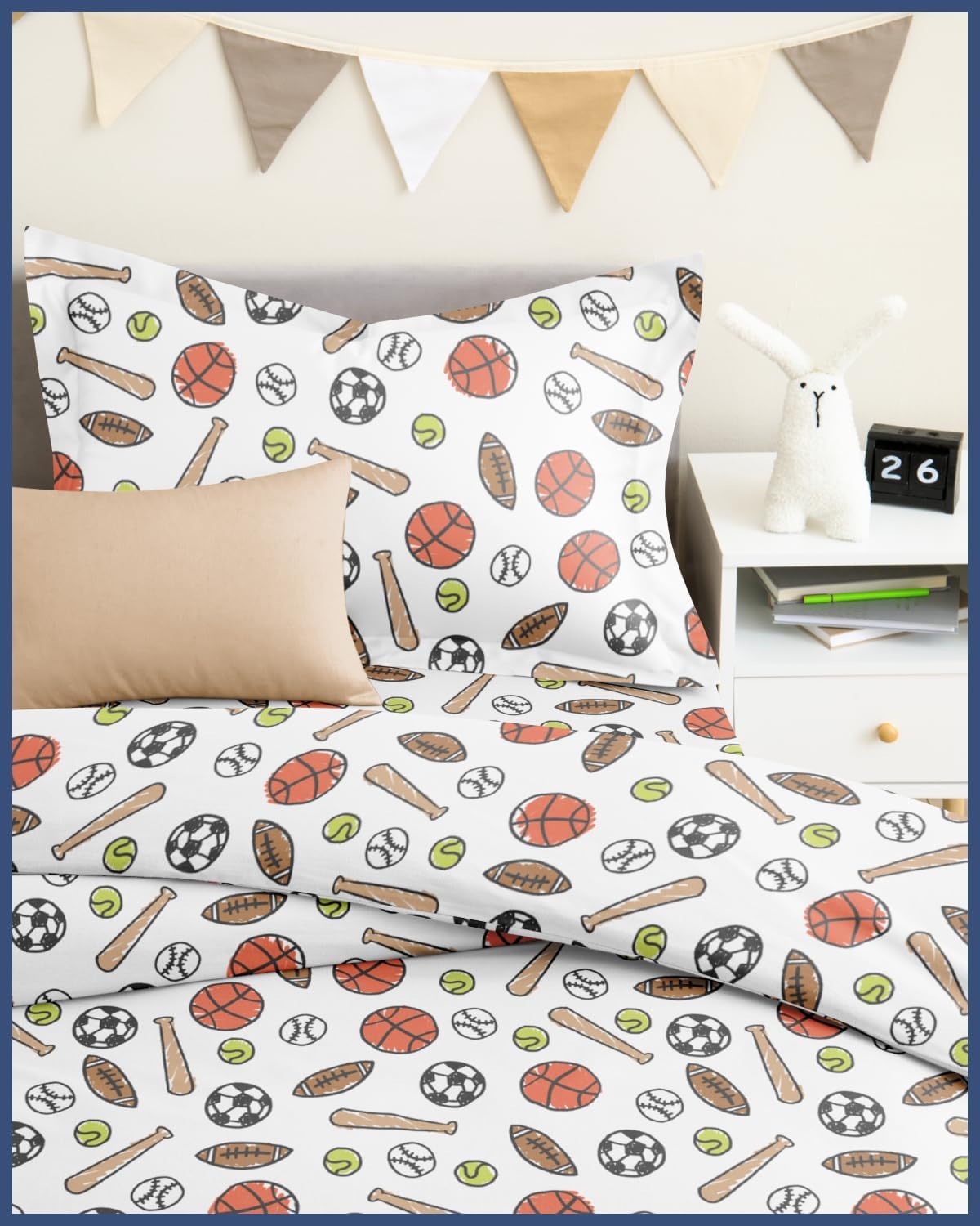 Kids Duvet Cover Set Queen Size - 3 Piece Princess Microfiber Duvet Cover Set & 2 Pillow Shams w/Zipper Closure & Ties - Easy-Care & Fade Free - Soft & Cozy Bedding Set for Kids, Boys, Girls & Teens