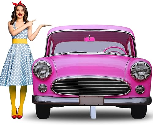 Amyhill Recorte de cartón rosa de 1920 de 5 pies para automóvil, de tamaño real, retro, de pie de cartón de los años 50, 20, 70, para fiesta, Sock