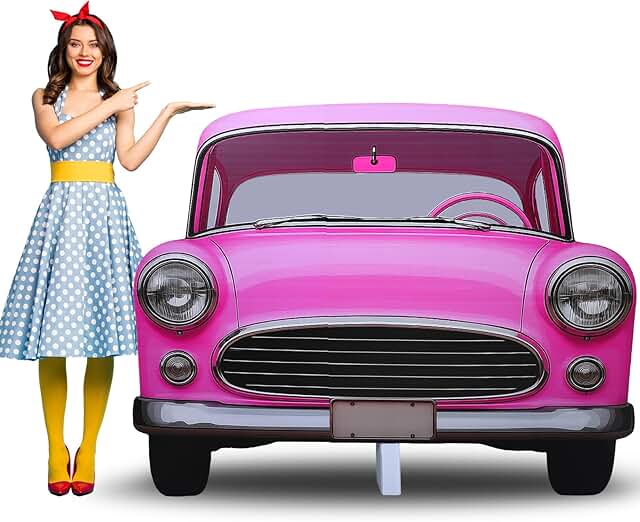 Amyhill 5 Feet 1920s Pink Car Cardboard Cutout Stand Up Life Size Retro ...