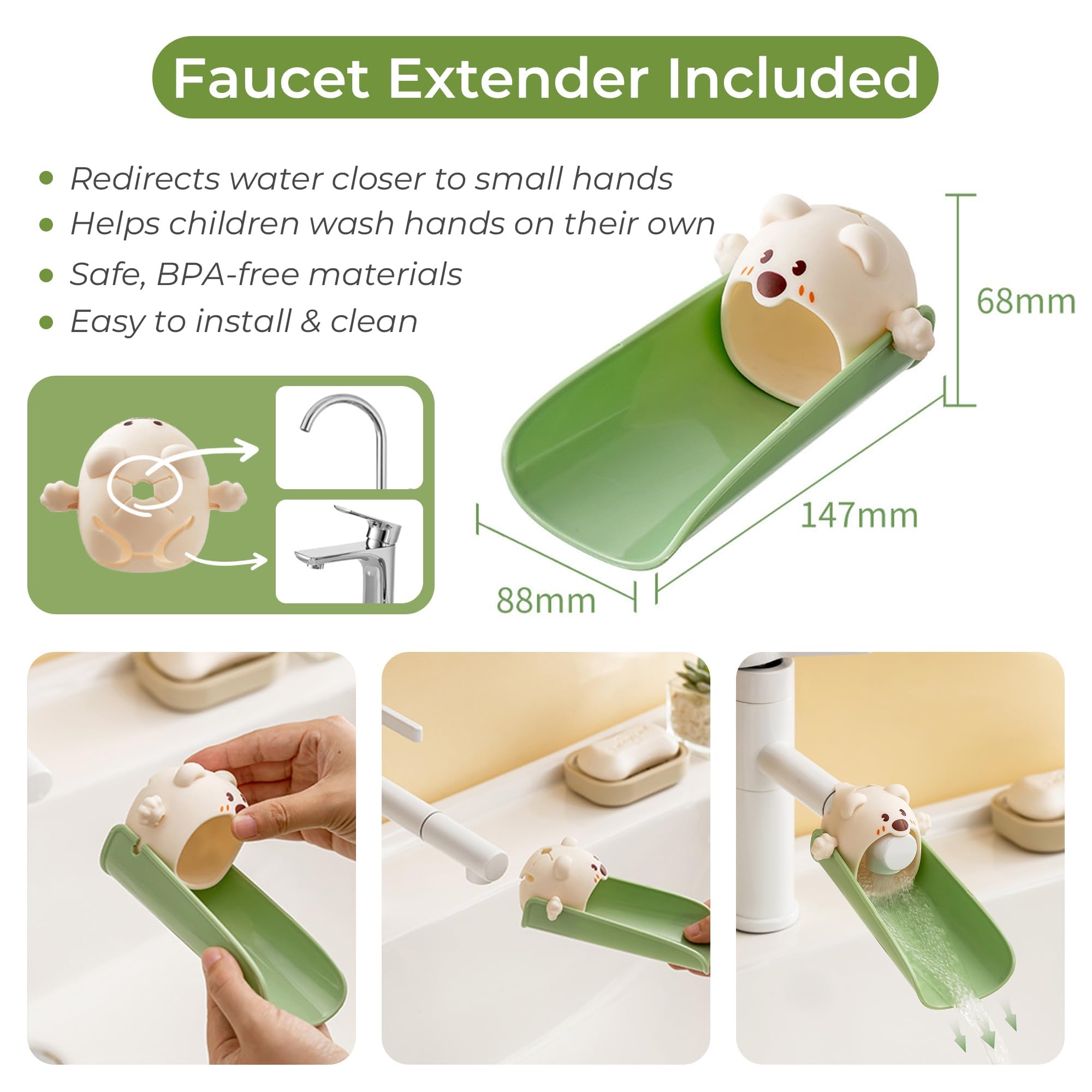 Marche Pied Enfant Pliable 2/3 Marches, Hauteur Réglable et Antidérapant, Escabeau Enfant, Tour d’Observation Montessori pour Cuisine et Toilette, Kaki