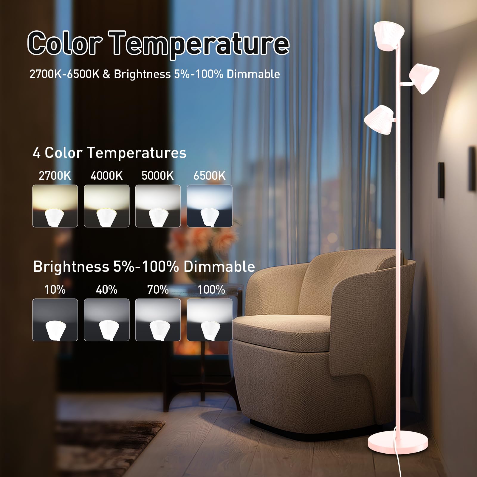 Lámpara De Pie Led De Esquina Con Control De Aplicación, Cambio De Color Rgb Inteligente