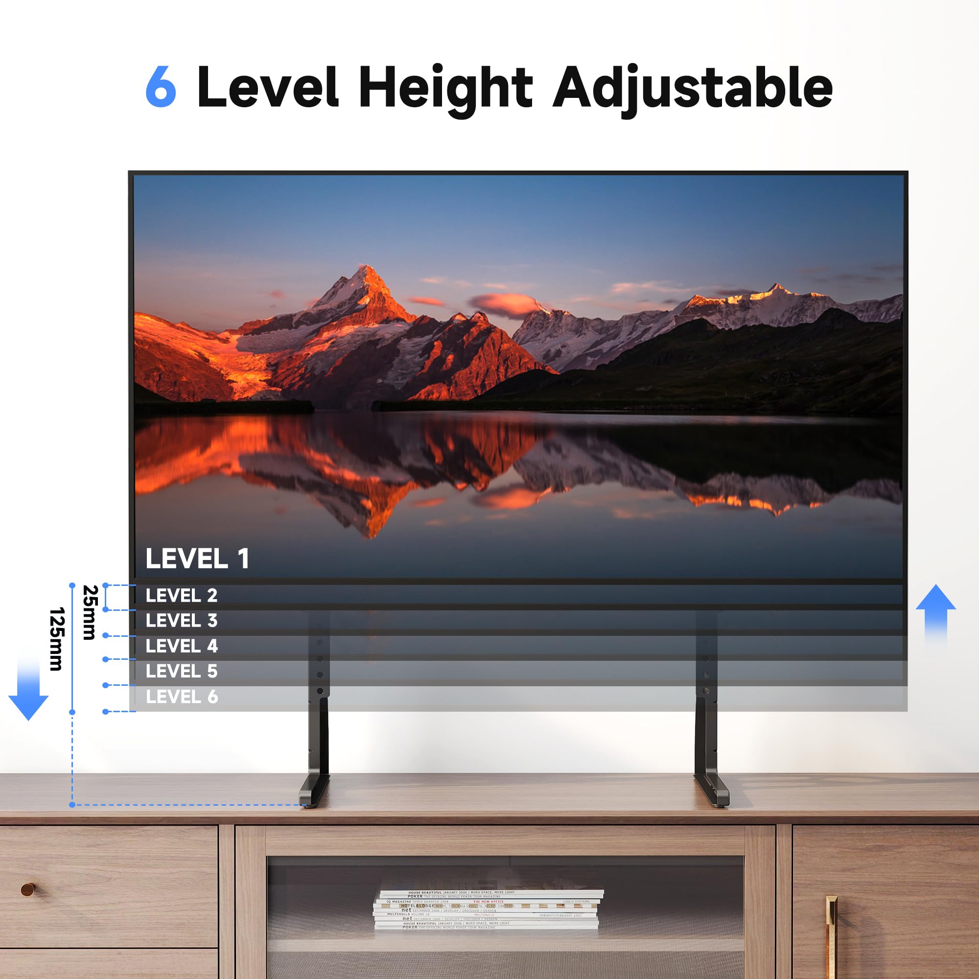 XINLEI Supporto TV universale per TV da 22 a 85 pollici, base in metallo anti-oscillazione, piedini di ricambio robusti e regolabili, VESA max. 1000 x 500 mm, capacità di carico di 55 kg ML1760E