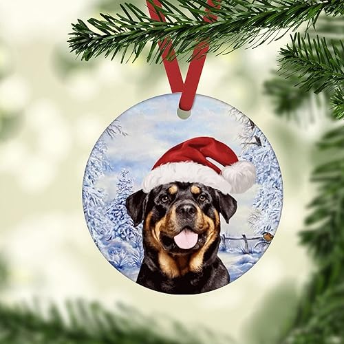 Miniatura 2 de Adornos de Navidad de Papá Noel Rottweiler para perro y cachorro adornos de Navidad para colgar en el árbol de Navidad de Rottweiler adornos de