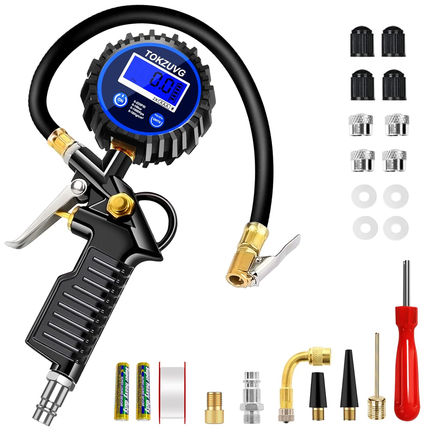 TOKZUVG Digital Tyre Inflator with Gauge 220 PSI Tyre Pressure Gauge