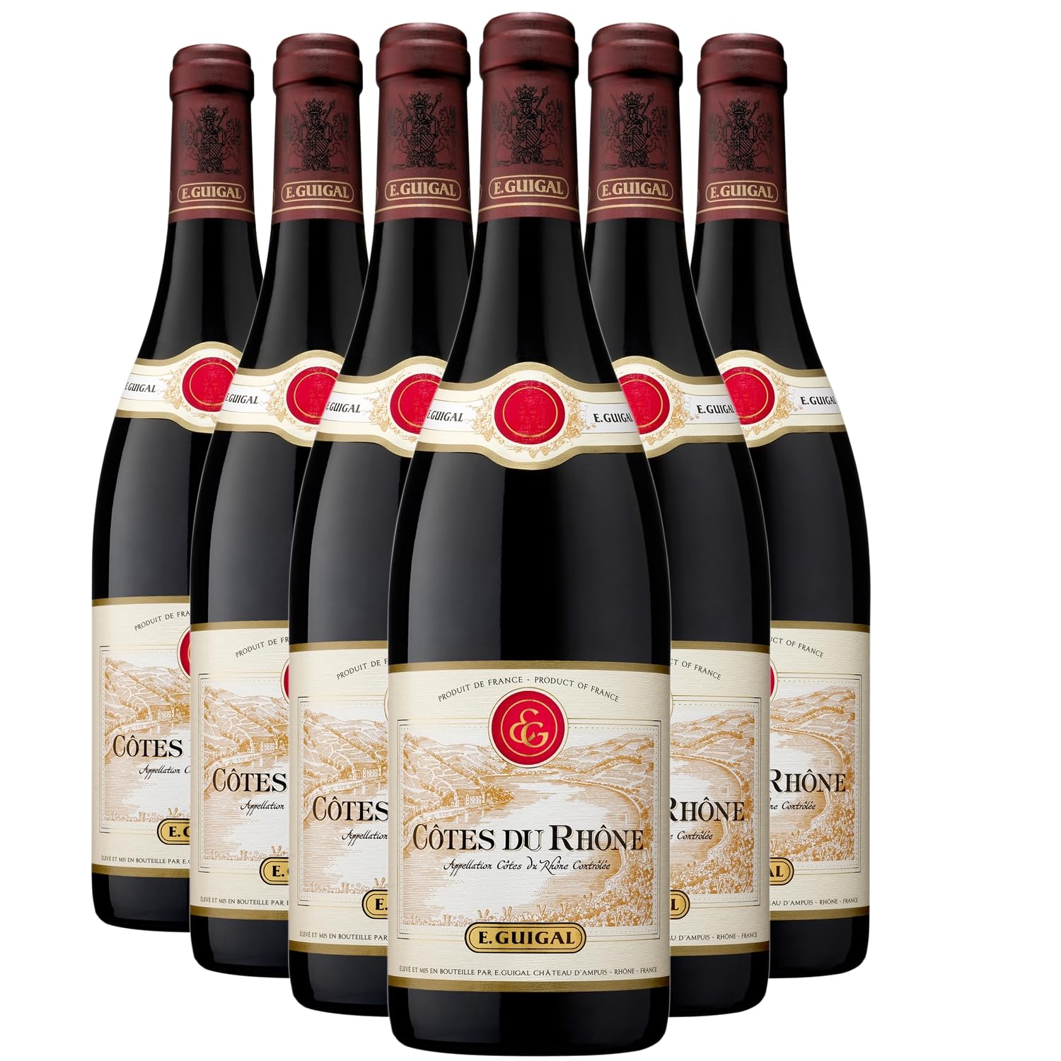 Côtes du Rhône Rotwein 2022 - Maison Guigal - g.U. - Rhonetal Frankreich - Rebsorte Grenache, Syrah, Mourvèdre - 6x75cl