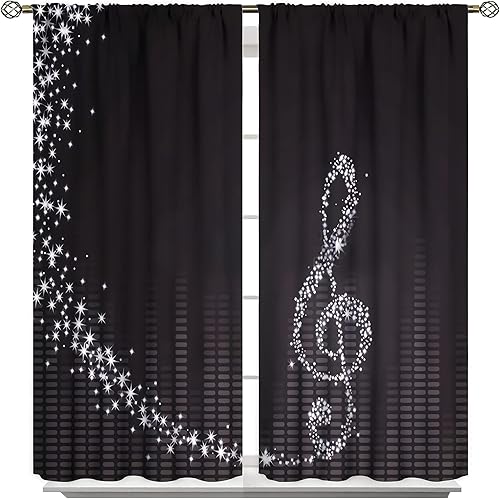 Cortinas estampadas para decoración musical de dormitorio, cortinas decorativas para calidad de hotel, 42 x 63 pulgadas (42.1 x 63.0 in)