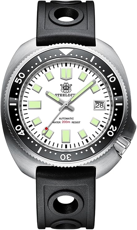 Burnside Steeldive SD1974, 6105 Turtle Captain Willard, NH35, Sapphire, White, Bracelet and Rubber Strap, BNIB