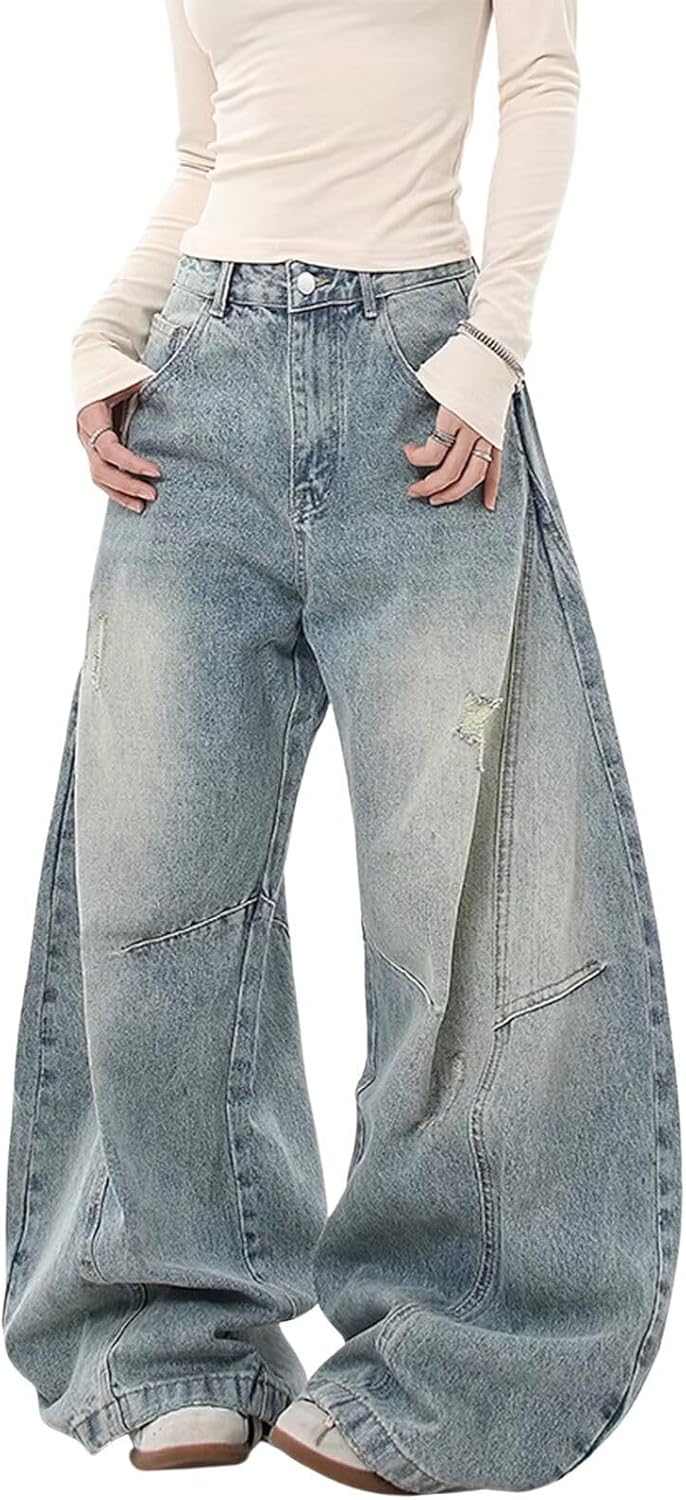 Baggy Jeans for Woman Men High Waisted Barrel Leg Jeans Trendy Boyfriend Denim Pants Vintage Streetwear Clothes