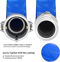 Vista 3 de Manguera de descarga plana de PVC de 1 pulgada x 50 pies con accesorios de aluminio Camlock C y E, montaje de bloqueo de leva, conjunto de manguera