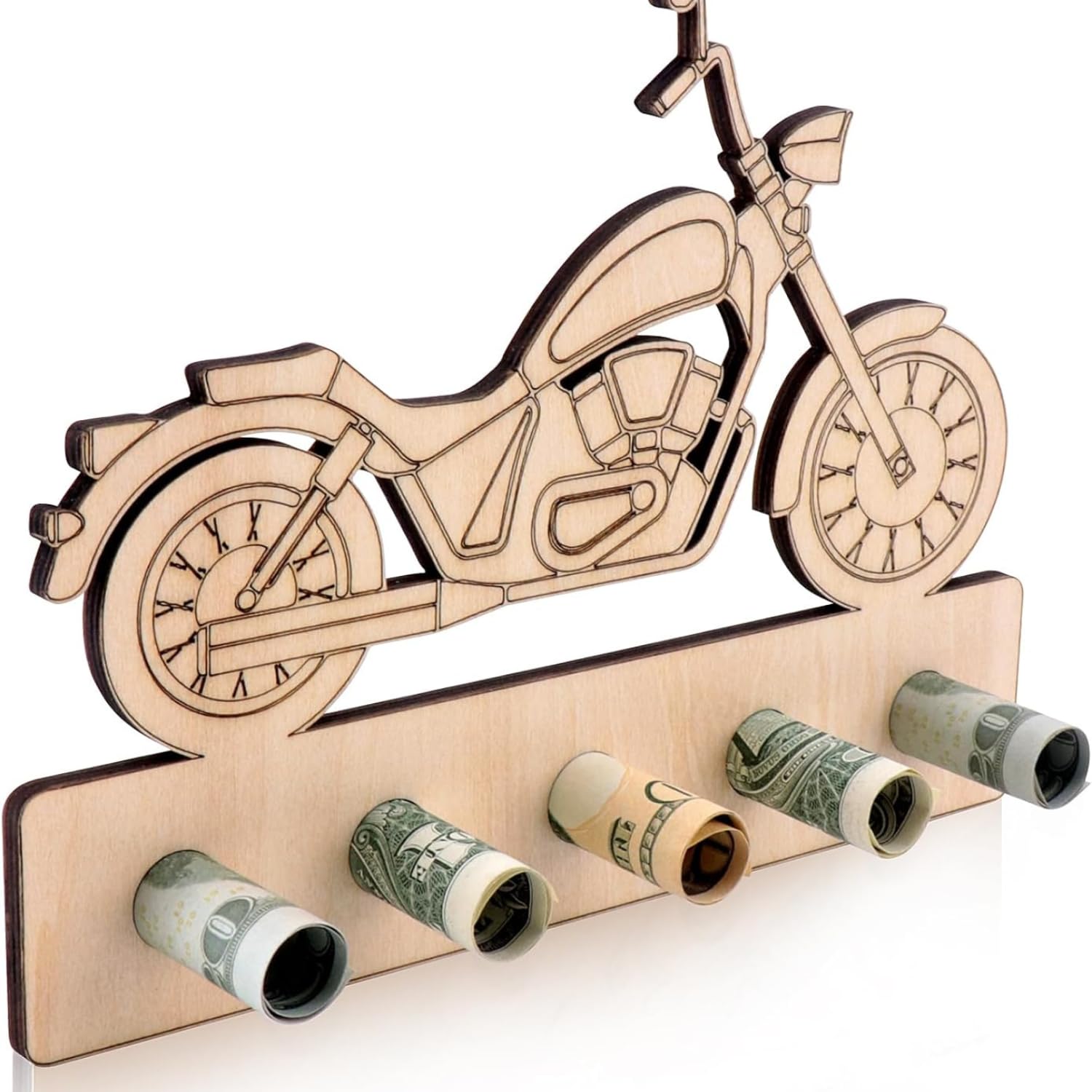 Wooden Money Gift Holder, Motorbike Shape Cash Holder Money Gift Idea, Original Wooden Money Gift Idea Guestbook for Birthday, Anniversary, Congratulations (Motorbike) Size: 7.87”x5.90”x0.2 Inch