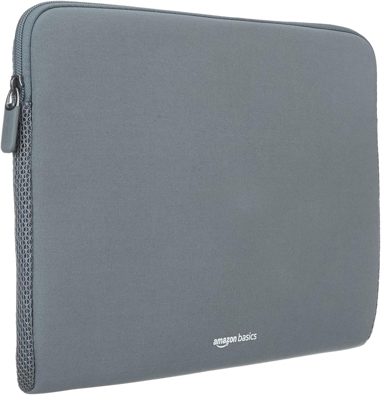 Amazon Basics Laptop Bag Sleeve Case Cover Pouch for 15-Inch, 15.6-Inch Laptop for Men & Women | Slim Profile Neoprene, Soft Puffy Fabric Lining, 360ยฐ Protection, Smooth & Premium Zipper (Grey)