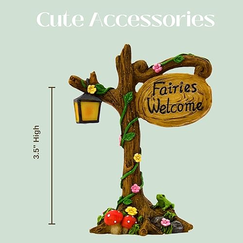 Miniatura 7 de PRETMANNS Fairies for Fairy Garden - Lindos accesorios para un jardín en miniatura al aire libre con figuras y un letrero - Suministros coloridos -