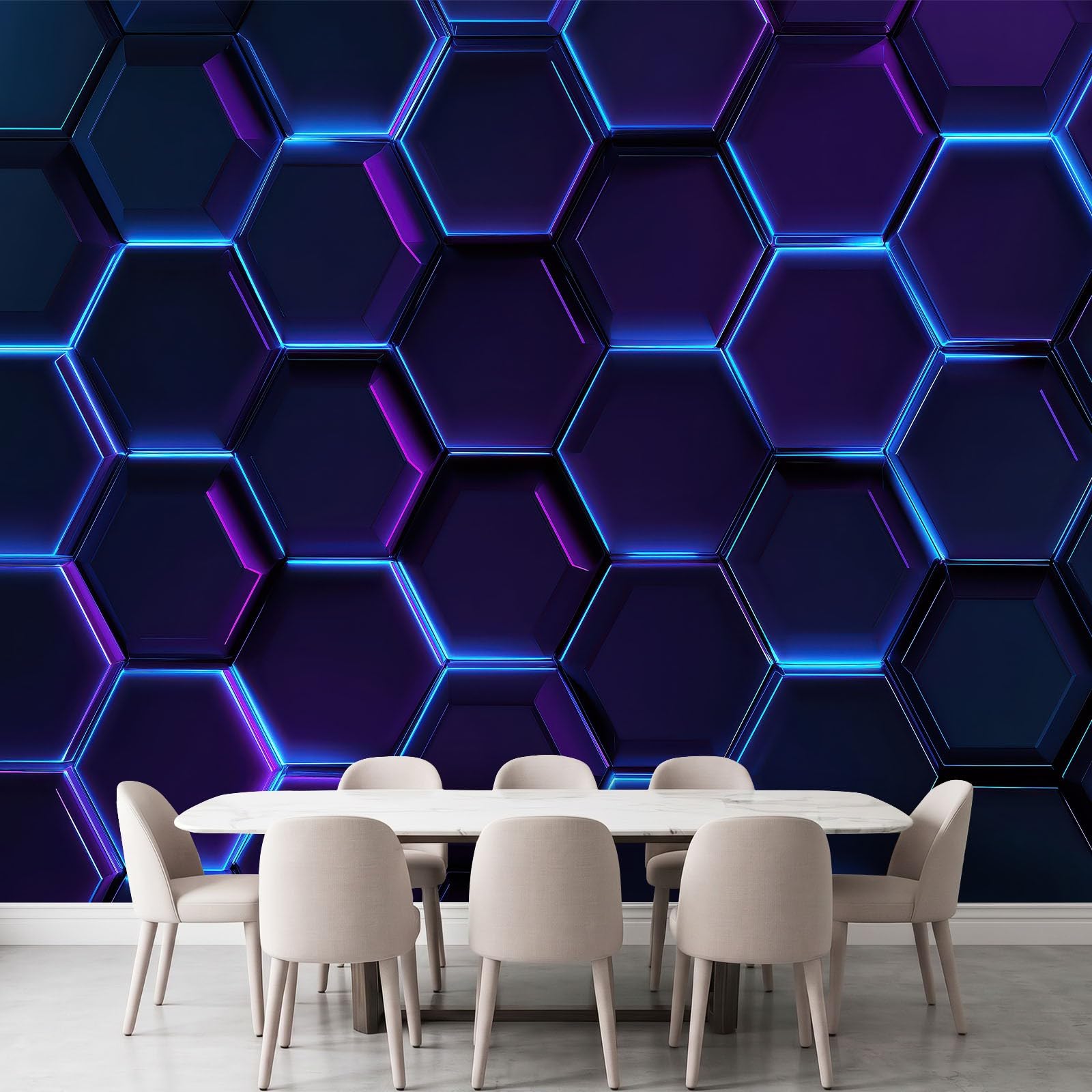 Abstrakcyjna fototapeta z motywem kosmosu, geometryczna XXL, 350 x 256 cm (szer. x wys. 256 cm) – sci-fi, futurystyczna tapeta ścienna, tapeta na fizelinie, ciemnoniebieska, tapeta ścienna, dekoracja