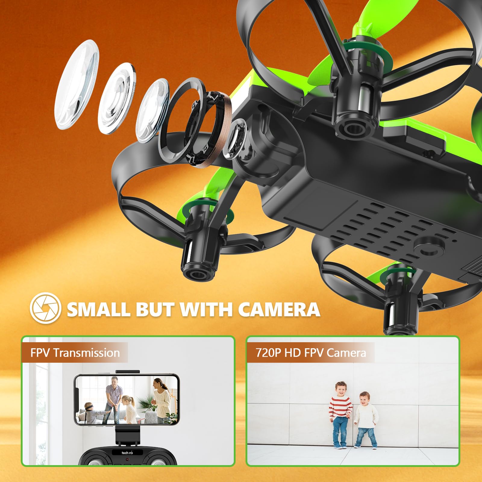 Mini Drone Cámara 1080P WiFi FPV, RC Cuadricóptero Niños, 2 Baterías