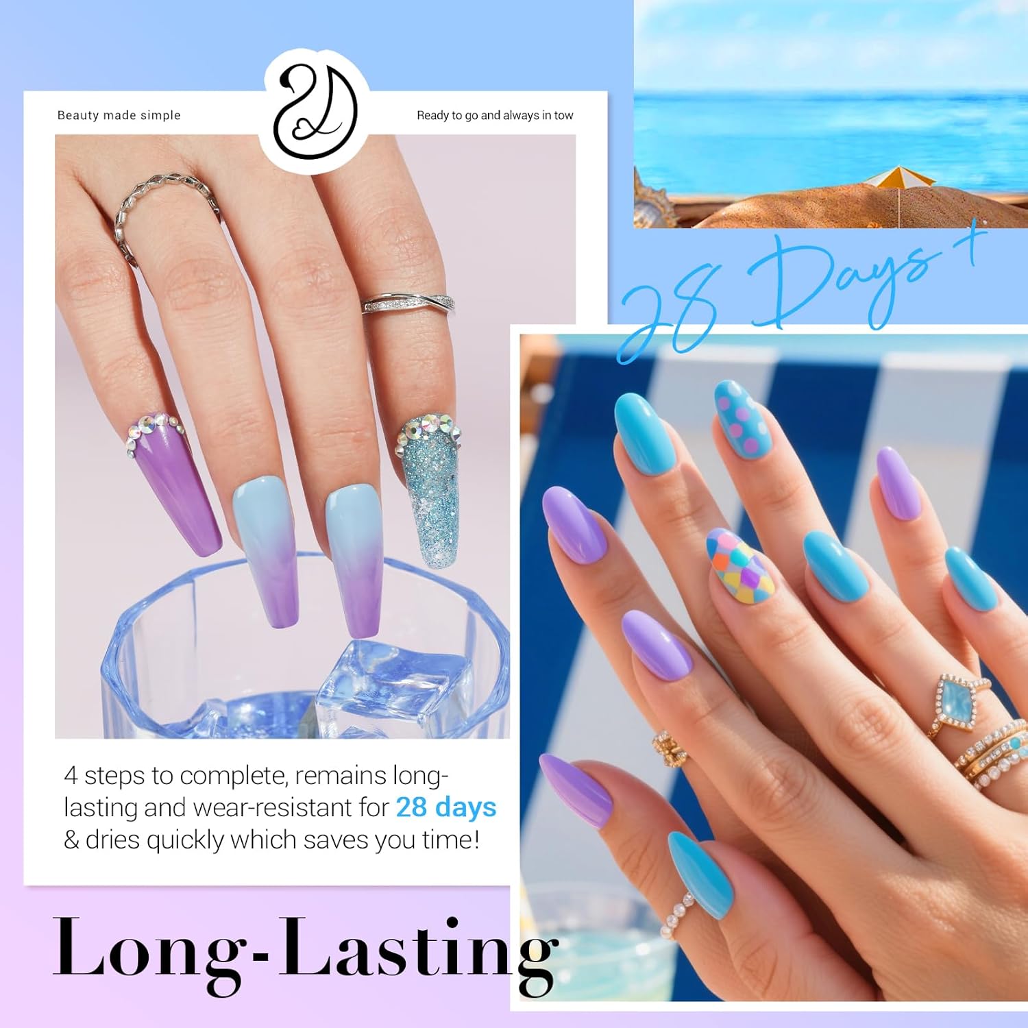 AZUREBEAUTY 6Pcs French Tip Tool and 20 Colors Dip Powder Nail Kit Starter