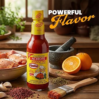 El Yucateco Achiote Annatto Condimented Liquid, Authentic Mexican Marinade and Seasoning, Traditional Annatto Sauce for Chicken, Pork, Seafood and Cochinita Pibil, 10 fl oz (Pack of 1)