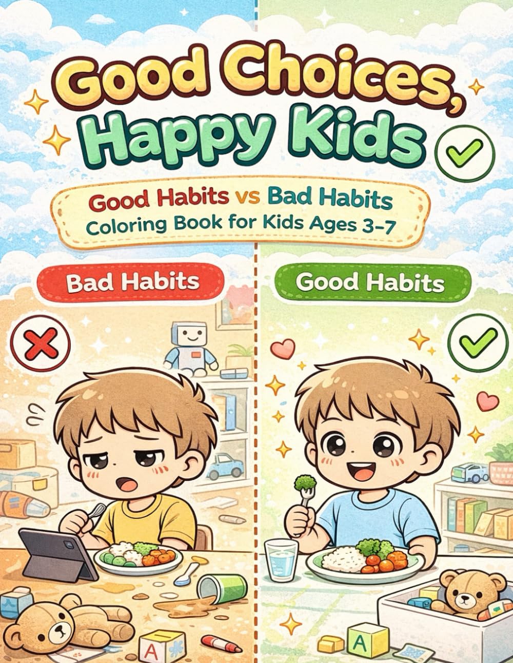 Good Choices, Happy Kids: Good Habits vs Bad Habits Coloring & Activity Book for Kids Ages 3–7