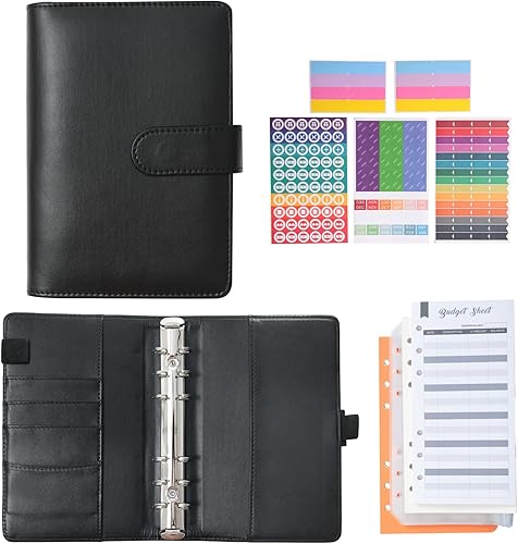 Miniatura 1 de PATIKIL Carpeta de presupuesto A6 con sobres con cremallera, 95 unidades, carpeta de dinero de piel sintética, organizador de efectivo, planificador
