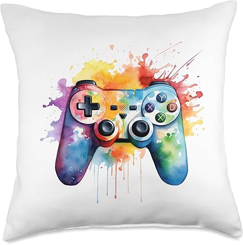 Miniatura 5 de colorful Watercolors gaming consoles gamer control Watercolors Splash - Cojín para consolas de videojuegos, 16 x 16 pulgadas, multicolor