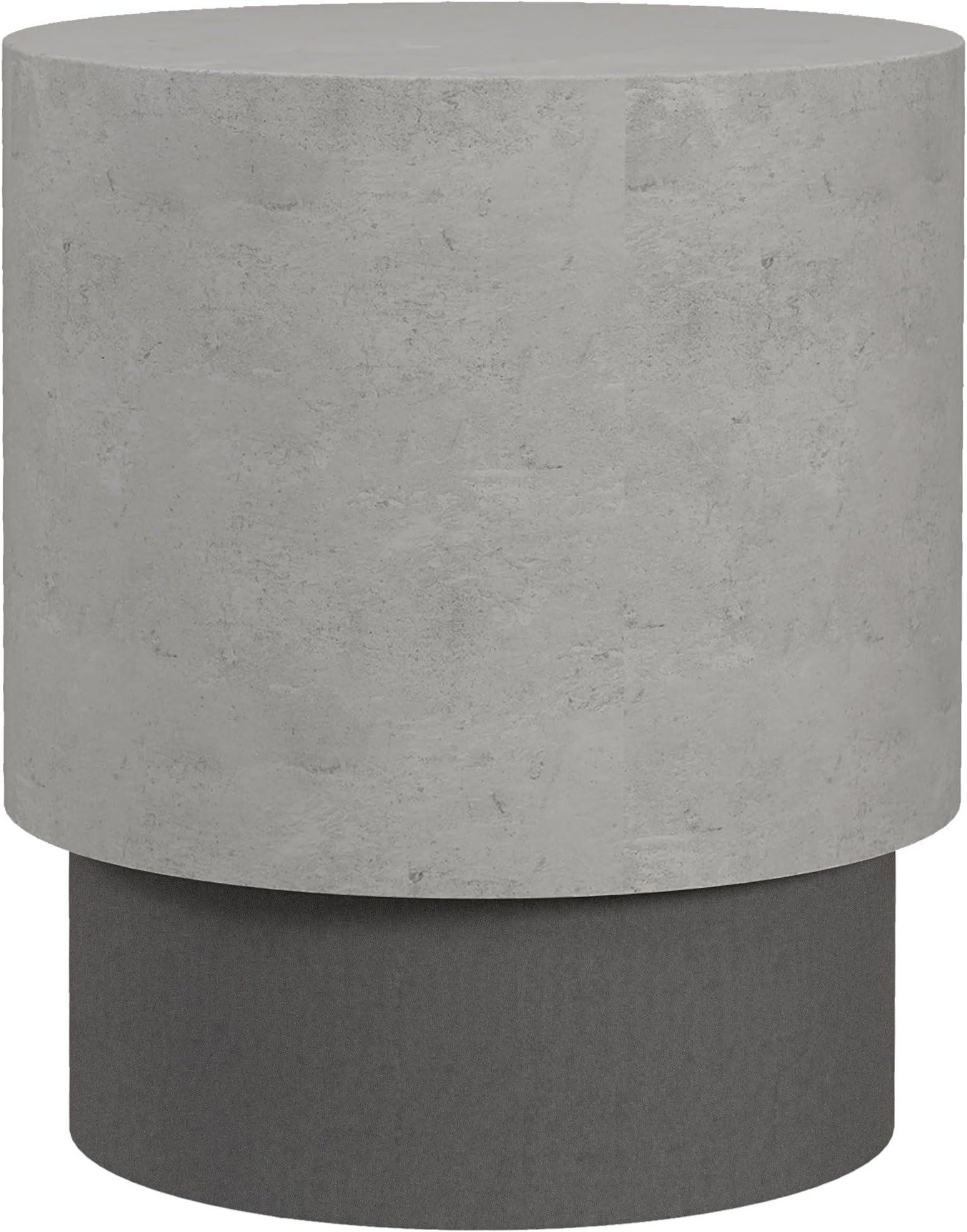 Concrete Finish End Table, Round Side Table with 4 Adjustable Feet, Lightweight for Indoor, Outdoor, Gray