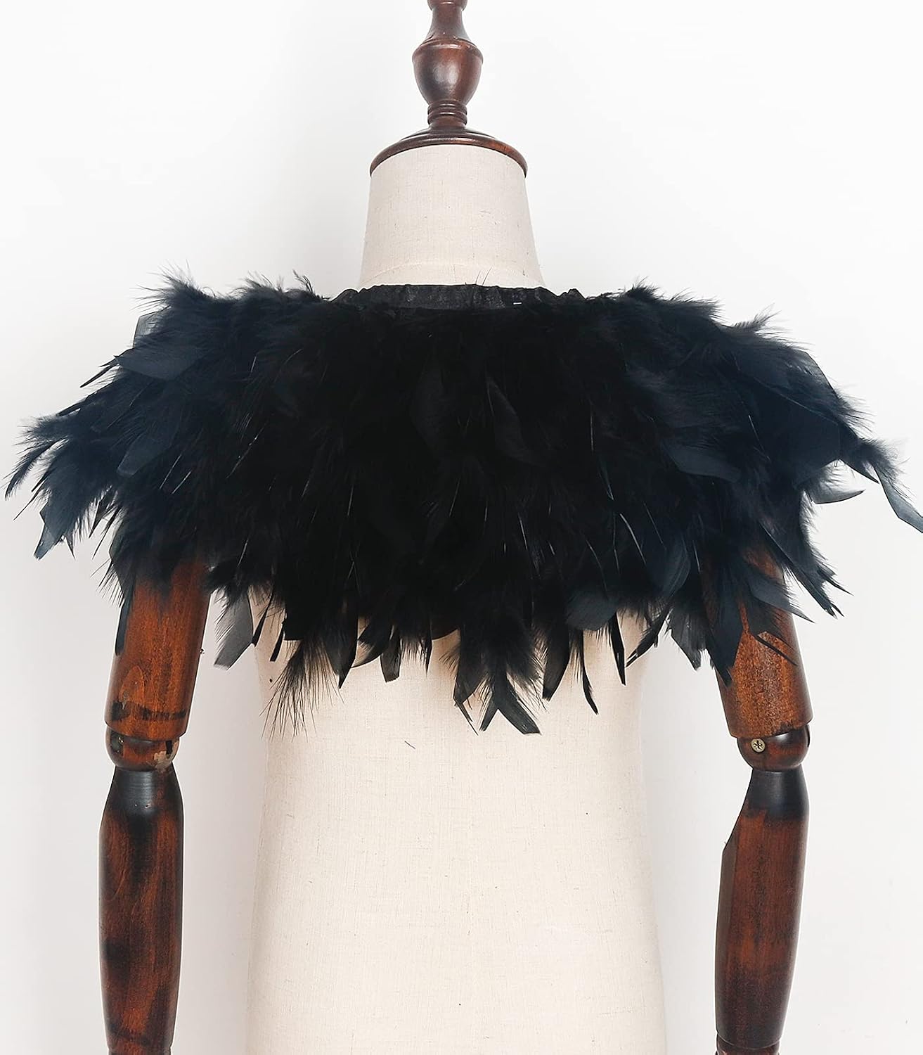 L'VOW Children Black Feathers Cape Shawls Gothic Clothing for Game Party Halloween (Black-Flakes)