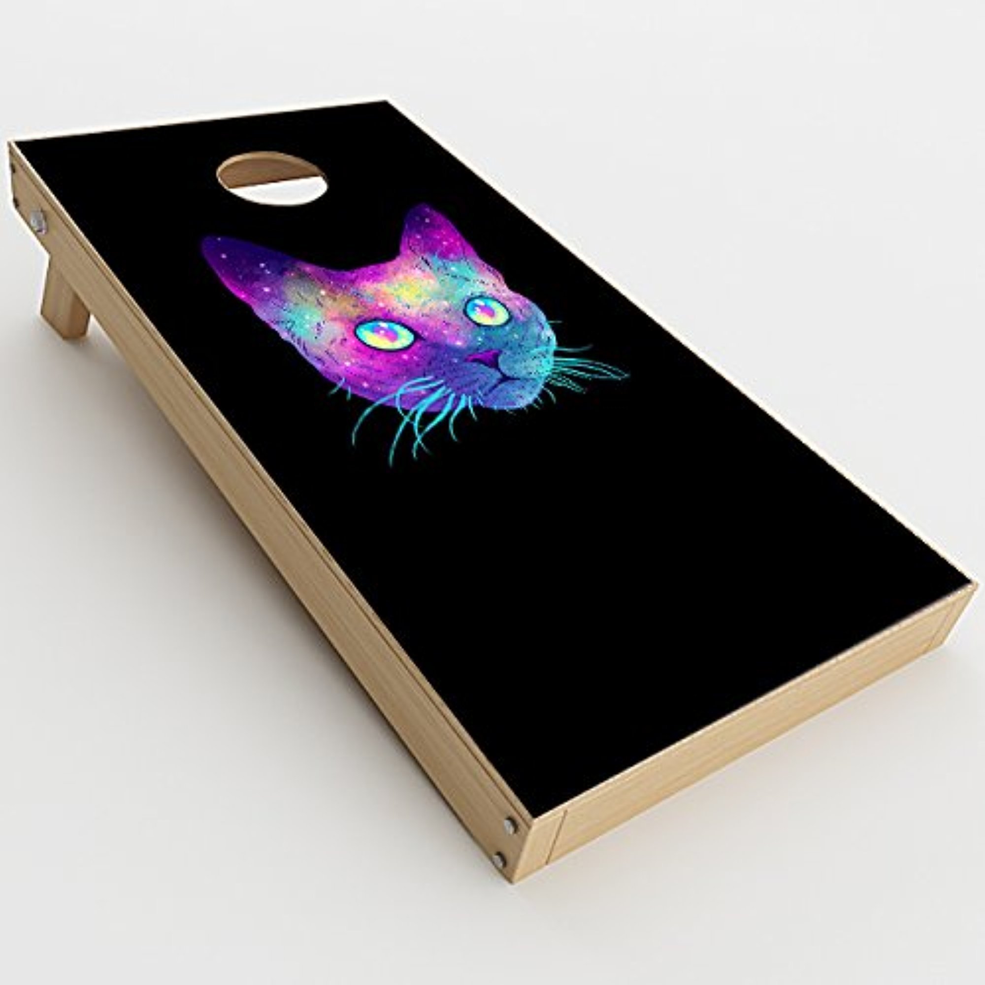 Skin Decal Vinyl Wrap for Cornhole Game Board Bag Toss/Colorful Galaxy Space Cat