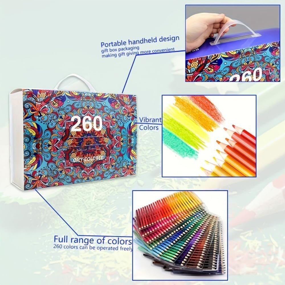 MATOTO 260 Color Professional Durable Brutfuner Oily Wood Colored Pencils Set for Oil Drawing, Sketch, and Art Supplies