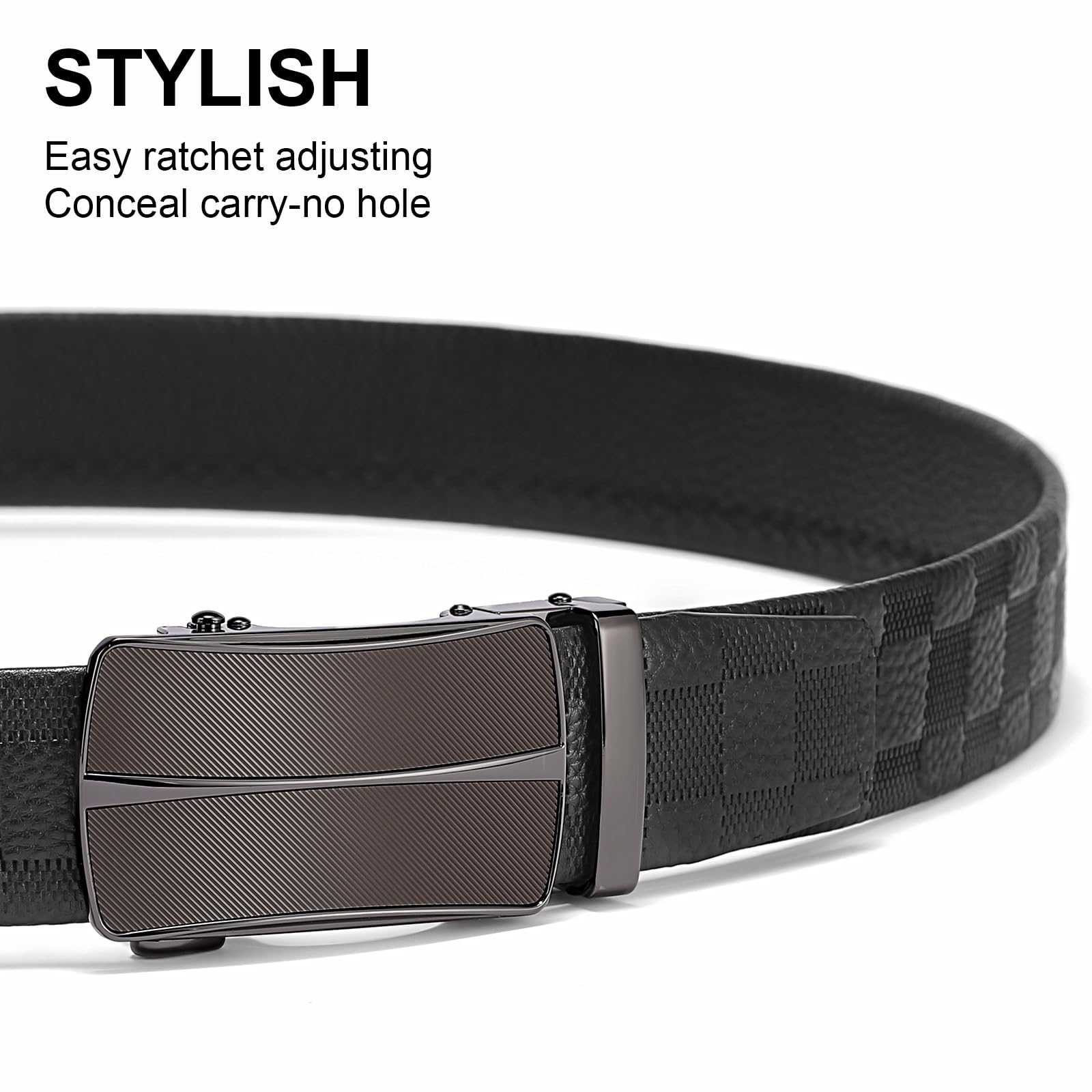 GOIACII Genuine Leather Ratchet Belt for Men Tactical Gun Belt Mens Golf Belt with Automatic Slide Buckle