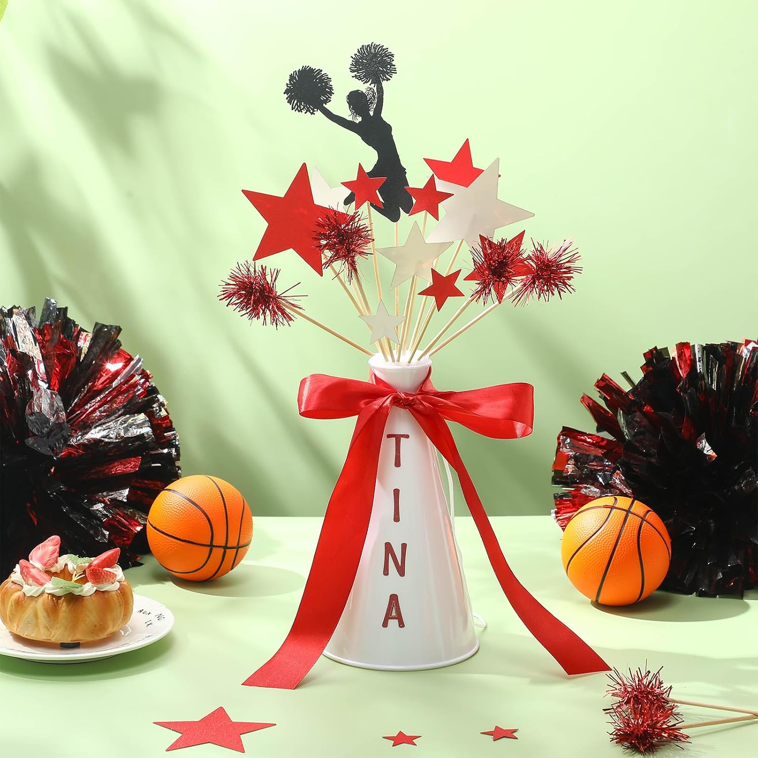 Weysat 6 Sets Cheer Megaphone Bulk Cheerleading Party Centerpiece Decor for Party Team Spirit in Your Hands Sports Cheers Noisemaker DIY Plastic Megaphone for Match Game Outdoor Activities