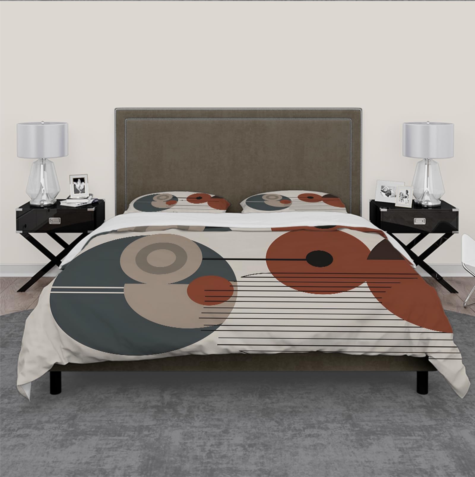 Abstrakcyjny geometryczny zestaw poszewek na kołdrę vintage nowoczesny styl lekki nadruk miękki minimalistyczny zestaw pościeli miękka mikrofibra 3 sztuki 180x220cm