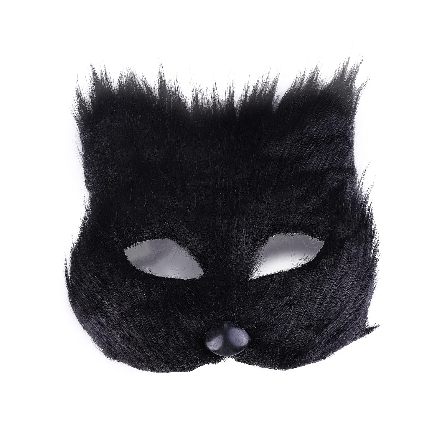 JNGUOSICN Faux Fur Mask Cat Mask Halloween Furry Plush Half Face Mask Elegant Cosplay Animal Fancy Dress Eye Mask Cat Veil Makeup Prop for Christmas Carnival Party Costume Accessory Unisex - Image 3