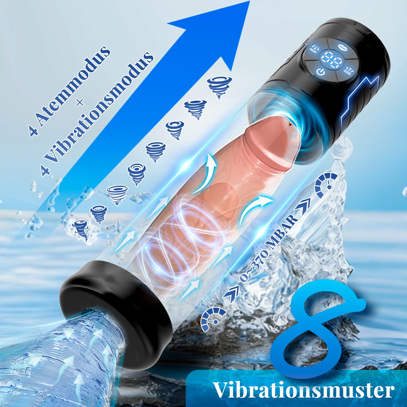 Penispumpe Vakuumpumpe für den Mann Penisvergrößerung, 9 Saugstufen & 9 Trainingsmodi Elektrische Penis Pumpe, Sex Spielzeug für die Männer Masturbator Penies Pump Verlängerung