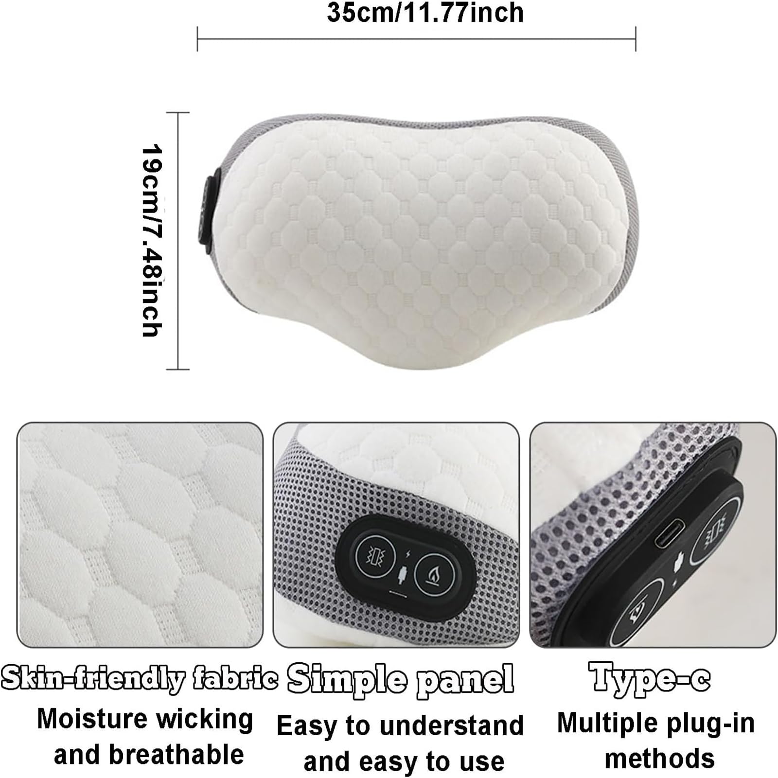 Cuscino per massaggio cervicale, riscaldamento USB, memory foam, cotone traspirante, massaggio e trazione con vibrazioni, sollievo dalla rigidità per casa, lavoro e viaggi
