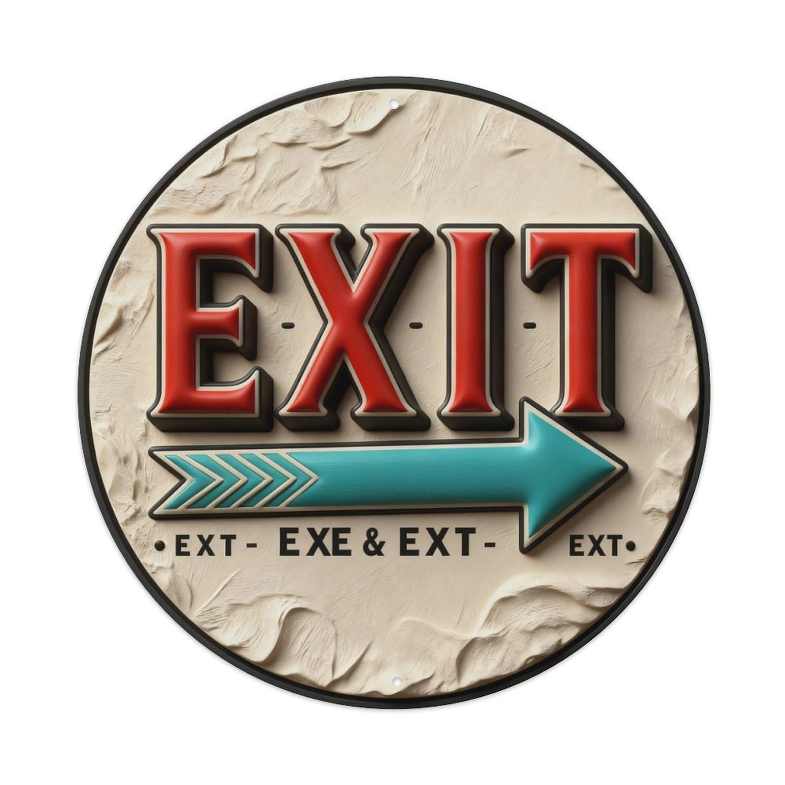 Zlatcbu Vintage Exit Sign With Arrow And Text Metal Tin Sign Retro Wall Art Poster, Decor For Home Living Room Bar Cafe Garage, 8X8 Inch
