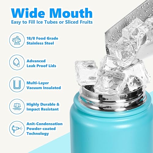 Miniatura 5 de Botella de agua aislada con tapa, bota y calcomanías, botella de acero inoxidable de 24 onzas sin sudor que mantiene el frío las 24 horas, botella