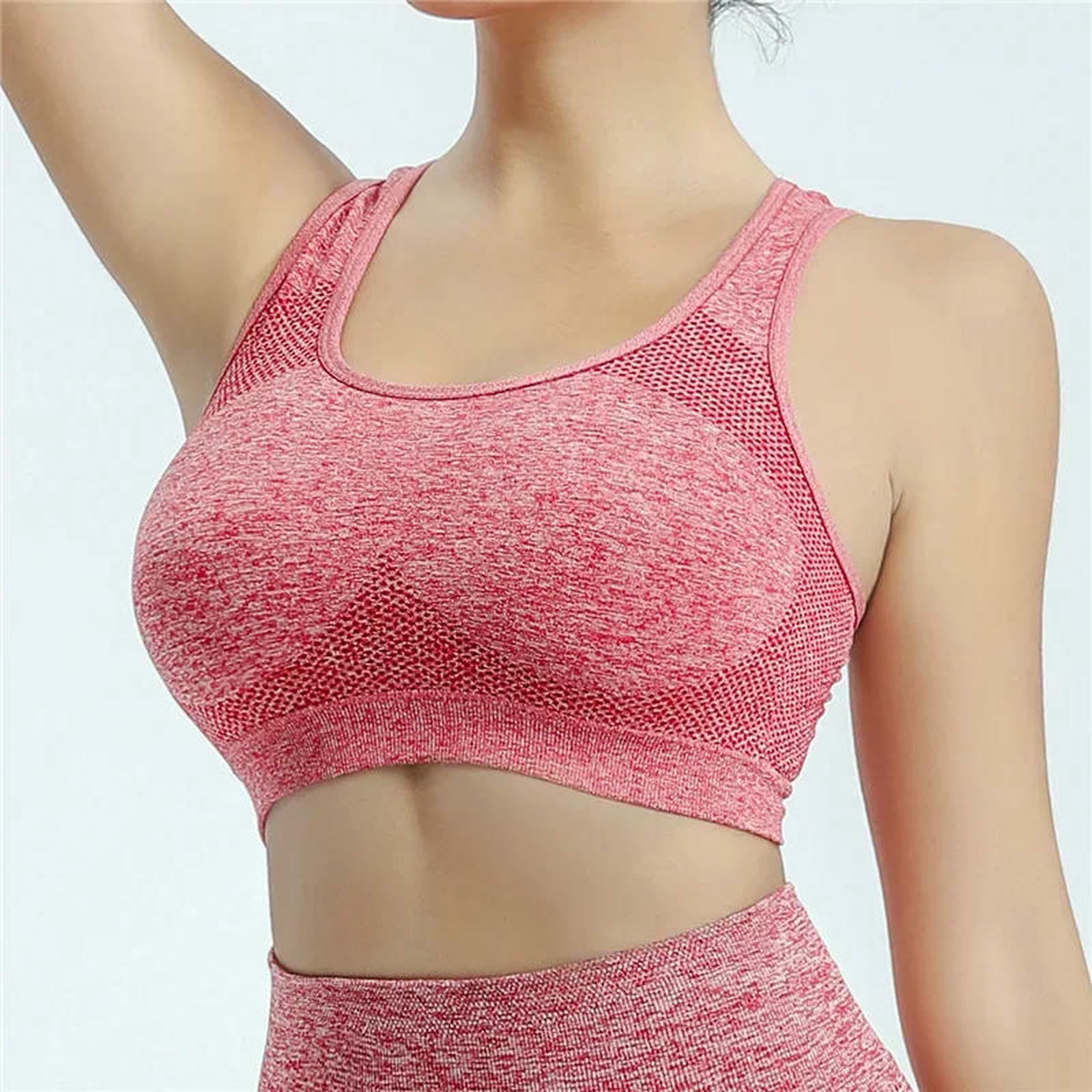 Reggiseno Sportivo Donna Women Sports Bra Top Top Push Up Fitness Yoga Bra Sport Top Sport per Donne Abbigliamento da Palestra da Corsa Traspirante-Rosso-m (40-60 kg)