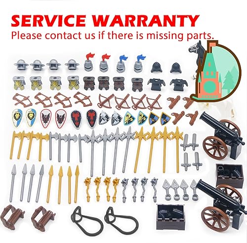 Miniatura 2 de BroTex Caballeros Accesorios de Gente Bloques de Construcción - Armas Medievales, Armadura, Espadas, Casco, Caballo, Castillo, Escudo de Caballero,